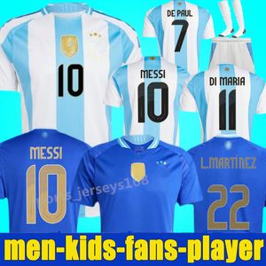 2024 Messis Argentina Soccer Jersey Copa America Cup 24 25 Camisetas Men Kit Kit 2025 National Team Home Away Shirt Player Versione di Maria Lautaro