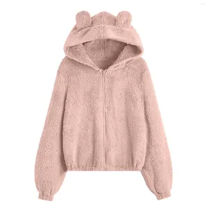 Women's Hoodies Cute Plush Bear Ear Hooded Coat Suitable For Autumn And Winter Wear