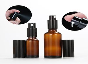 Amber Glass Spray Bottle Lotion Pump flaskor 5ml10ml15ml20ml30ml50ml100ml kosmetisk behållare tom påfyllningsbar container8103136