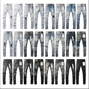 Designer Mens Purple Jeans for mens denim pants Fashion womens Purple-brand trends Distressed Black Ripped Biker Slim Fit Motorcycle sweatpants PP412