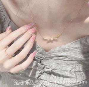 Designer Yang Mi Sun Yizhen Same Style tiffay and co Knot Necklace Titanium Steel Bathing Colorless Simple High Quality Collar Chain