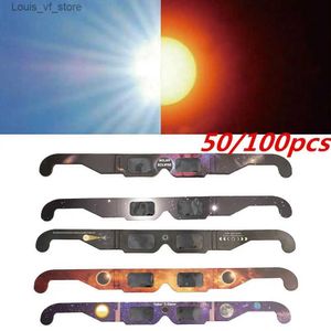 Utomhusglasögon solglasögon utomhusglasögon /lot Professional 2024 Safe 3D Papper Anti UV Lunar Eclipse Viewing Glasögon Skydda ögon slumpmässiga färger H240316