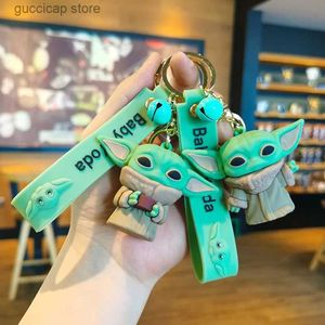 Anahtarlıklar Landards Keychain Action Figür Bebek Yoda Kolye Modeli Keychain Kawaii Karikatür Keyring Anime Figür Yoda Ana Zincir Çocuk Oyuncak Y240316