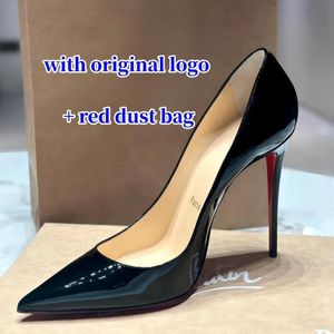 Designer High Heel Boat Shoes Red Shiny Bottom High Heels Luxury Pumps Women's Thick Sole Open Toe Sandals Sexy Pointed Toe Wedding Shoes 8cm 10cm 35-44