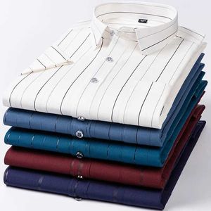 Men's Casual Shirts New Hot Stamping Stretch Solid Color Short Sle Mens Shirt Fashionable Business Casual No- Professional Men ClothingC24315