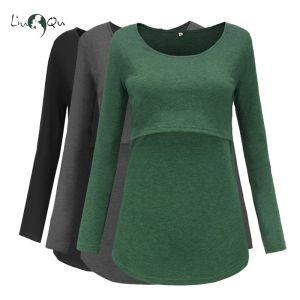 Serbatoi LIU QU Allattamento Al Seno Top Vestiti Di Maternità Casual Donne Incinte T Shirt Gravidanza Abbigliamento Donna Taglie Forti SXL Autunno Inverno