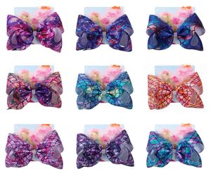 104Colors Girls Bow Hair clips Mermaid clover Flamingo print Hair Accessories Barrettes Kids 8 inch Headdress hair bows with Clip 1771272