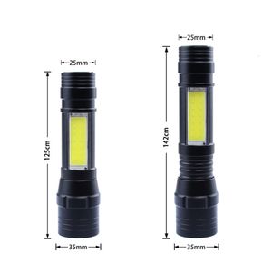 New Telescopic Focusing Mini USB Charging T6+Cob Side Lights Long Range Outdoor Strong Light Flashlight 946491