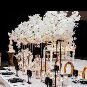 Dikdörtgen Metal Altın Çiçek Stand Merkez Parçası Düğün Ekran Standları İçin Asılı Açık Akrilik Dekorasyon Çiçekler Tablo Centerpieces için