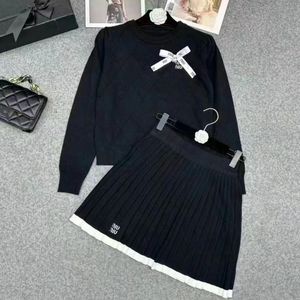 Casual Two-piece Designer Classic Knit Dress Fashion High Quality Letter Mm Pattern Summer Short Pleated Skirt