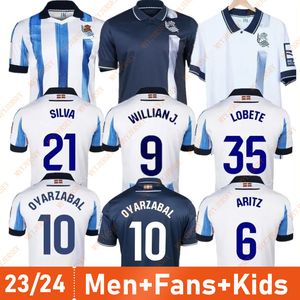 2023 2024 Real Sociedad Futebol Jerseys Cho Take Kubo Oyarzabal Sadiq Andre Silva Zubimendi Brais Mendez Merino Le Normand Home Away Homens e Crianças 23 24 Camisa de Futebol