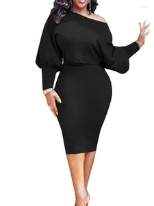 İş Elbiseleri Vonda Kadın Takımlar 2024 Zarif Elbise Setleri Uzun Fener Kılıf Üstleri ve Midi Bud etekleri Sonbahar Sıradan Katı Moda 2 PCS