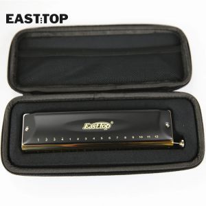 Instrument T1664C Easttop 16 Hole Chromatic Harmonica Professional Performance with Brass Comb