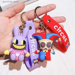 Keychains Lanyards The Amazing Digital Circus Clown Cute Plush Toy Doll Gift Key Buckle Pendant Bag Y240316