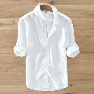 Erkekler Sıradan Gömlek Suehaiwes Marka Beyaz Gömlek Erkekler Rahat Saf Keten Gömlek Erkekler Uzun Sle Sıradan Kıyafetler Camisa Maskulina Chemisec24315