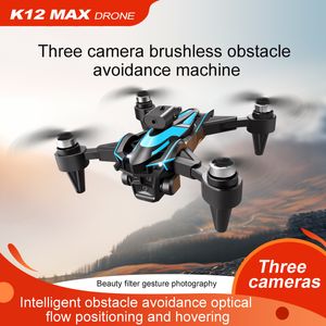 K12 MAX DRONE 4K HD Üç Kamera Dört Yönlü Engel Kaçınma Optik Akış Konumlandırma Katlanabilir Quadcopter FPV Drone Yüksek Kalite