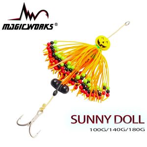 Magic Works Metal Lure Tairubber Fishing Lure 100g 140g 180g Kauçuk Etek Yayın Deniz Tekne Yem Yapay Yem Takımı 240306