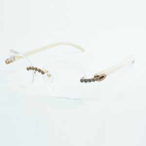 Fashionable new product blue bouquet diamond and cut clear lens 8300817 with natural white buffalo horn size 60-18-140 mm