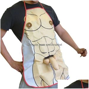Aprons Funny Novelty 3D Naked Man Cooking Apron For Fancy Dress Gift Design Lovers 201007 Drop Delivery Home Garden Textiles Dht4X
