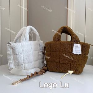 L-u Designer Borsa in peluche Borsa a tracolla trapuntata con griglia spazzolata Borsa all-in-one Borsa tote a spalla singola donna