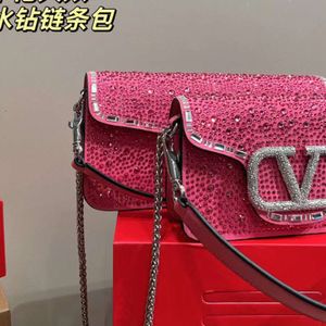 Broadcast Live Fashionable Light Luxury Letter Inlaid Crystal Network Famous Water Diamond Double Chain Single Shoulder Crossbody Bag