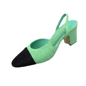 2024 Модельные сандалии Дизайнерские сандалии на толстом каблуке с пряжкой на ремне Сексуальные женские офисные вечерние туфли Новые туфли на высоком каблуке Размер 34-42 с кожаной подошвой