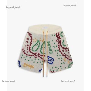 2023 New Men's Shorts North American High Street Brand Rhude Cashew Jacquard Drawstring 358