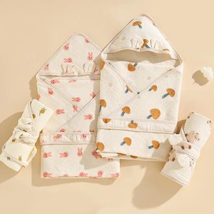 Yaz ve Aylar Sargı Boy Bebek Battaniyeleri Kundak Bebekler Kız Muslin Kapağı Pamuk Örme 240312 için Uyku Tulumu