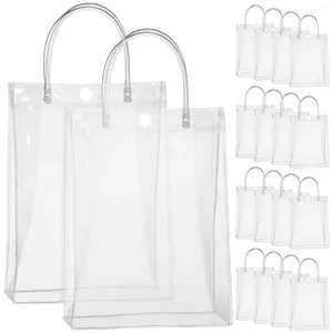 Envoltório de presente 25 pcs sacos transparentes com alças limpar lanche seção vertical portátil goody pvc favores de casamento tratar compras