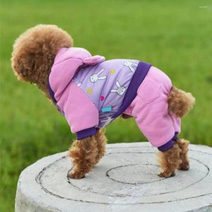 Комбинезон с одеждой для собак, очаровательный белый принт, коралловый флис, удобное утепленное теплое фиолетовое пальто для домашних животных на зиму