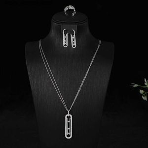 Wedding Jewelry Sets Luxury Geometry Link Stackable Pendant Long Sweater Necklace Full Cubic Zircon Fashion Charm Women Party Jewelry Gift D1466 Q240316