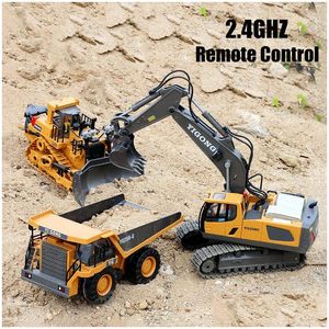 Electric/RC Car Electric RC Zabawki Zabawki Zdalne sterowanie dla chłopców Radio Koparka wywrotka Bldozer Prezent 230206 Dostawa G Dhubp