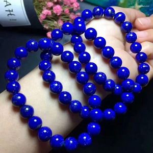 Strand 9 mm naturalny królewski niebieski lapis lazuli koraliki Bransoletka AAA (CX#5878)