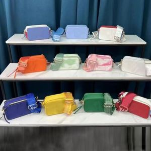 Modekamerapåsar designer väska ladie crossbody purse kvinnor multicolor dual topp zip inuti partition svart borttagbar justerbar webbing band snap shot väska