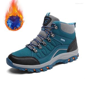 Sapatos de fitness inverno dos homens caminhadas botas tamanho grande 46 pelúcia mulheres pele quente trekking ao ar livre tênis montanha