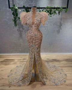 2024 Plus size arabski Aso ebi luksusowy syrena seksowna sukienki balowe koronkowe kryształy wieczorne impreza druga sukienka do przyjęcia sukienki