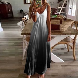 Basic Casual Dresses 2023 Summer Bohemian Womens Slip Dress Long A-line Oversize Casual Dresses Fe Elegant New Spring Lady Loose Beach ClothesC24315