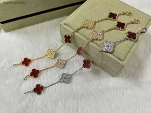 Van Fourleaf Clover браслет роскошные дизайнерские браслеты с подвесками для женщин 18-каратное золото белое красное синее перламутр 4 листа сияющий кристалл бриллиант