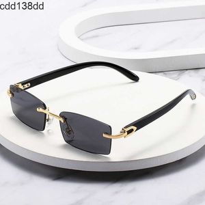 2023 Small Box Womens Solglasögon Frameless Trimmed Classic Rectangular Mens Solglasögon