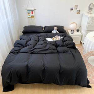 Fast färg sängkläder set högkvalitativ hudvänlig tyg täcke täcker enstaka king size quilt 3pcs4pcs 240306