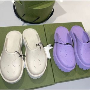 Summer Perforated Platform Slippers for Women Jelly Colors High Heel Rubber Lug Sole Mules 35-44