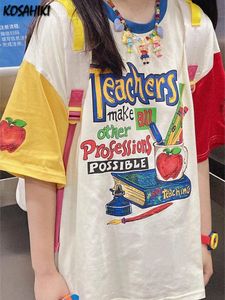 コサヒキ・ハラジュクTシャツ女性韓国スタイルグラフィックティーY2Kグランジ美学面白いプリントTシャツ夏のティーシャツ240312