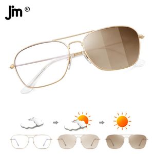 JM retro pochromic niebieskie światło okulary komputerowe kwadratowe vintage mężczyźni kobiety przezroczyste fałszywe okulary rama 240304