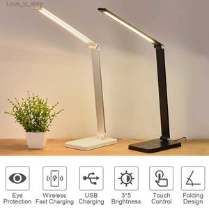 Lâmpadas de mesa 50LEDs Lâmpada de mesa com proteção para os olhos 5 Nível regulável Touch Liga de alumínio Luz noturna para quarto Lâmpada de cabeceira Lâmpada de mesa de leitura YQ240316