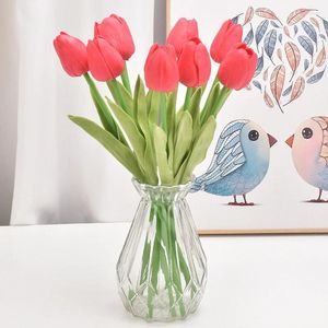 Flores decorativas 10 Pçs / set Tulipa Tulipas Artificiais Buquê PE Espuma Falso Flor Cerimônia de Casamento Decoração Casa Jardim Decoração de Dia dos Namorados