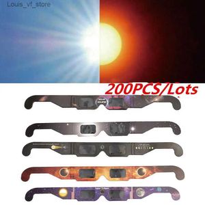 نظارة شمسية في الهواء الطلق نظارات 200/Lot Professional 2024 Safe 3D Paper UV مقاومة لمشاهدة الكسوفات الشمسية نظارات واقية للعينين ألوان عشوائية H240316