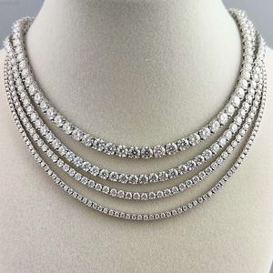 Cadeia de tênis sólida de prata Prazado unissex Moissanite Diamond Tennis Chain para presente de aniversário para presente de aniversário