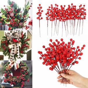 Fiori decorativi 10 pezzi Ramo di bacche rosse Fiore artificiale di Natale Piccola ciliegia per la casa Confezione regalo per feste di nozze Decorazioni ghirlande fai-da-te