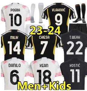 23 24 Pogba Soccer Jerseys Di Maria Fans Player Version Mens Kids Kits Yildiz Chiesa Maglia Juventus Home Away 3rd Vlahovic Milik Bonucci Kean Juve Football Shirts