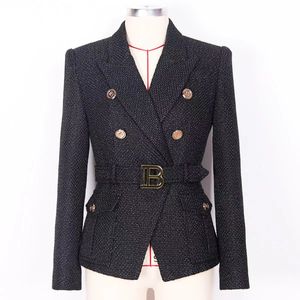 Vinatge 2024 V Revers Hals Taschen Lange Ärmel Buchstaben Knöpfe Gürtel frauen Blazer Designer High-End-Mäntel 3165